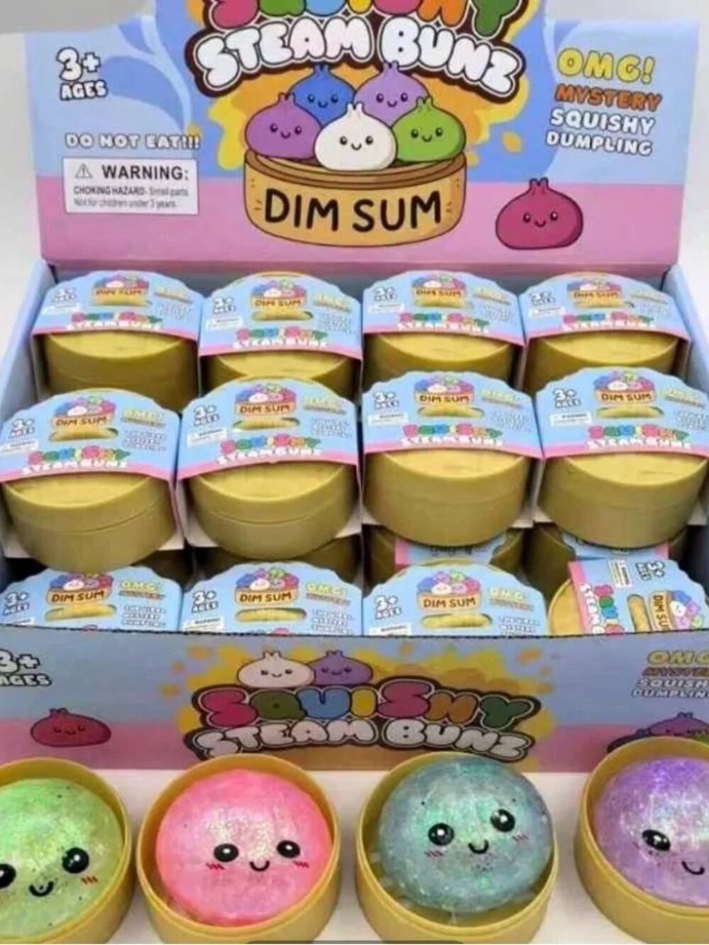 12 Squishy Steam Bun Dim Sum Mystery Squishy Dumpling - Sugar style ( Sparkly)